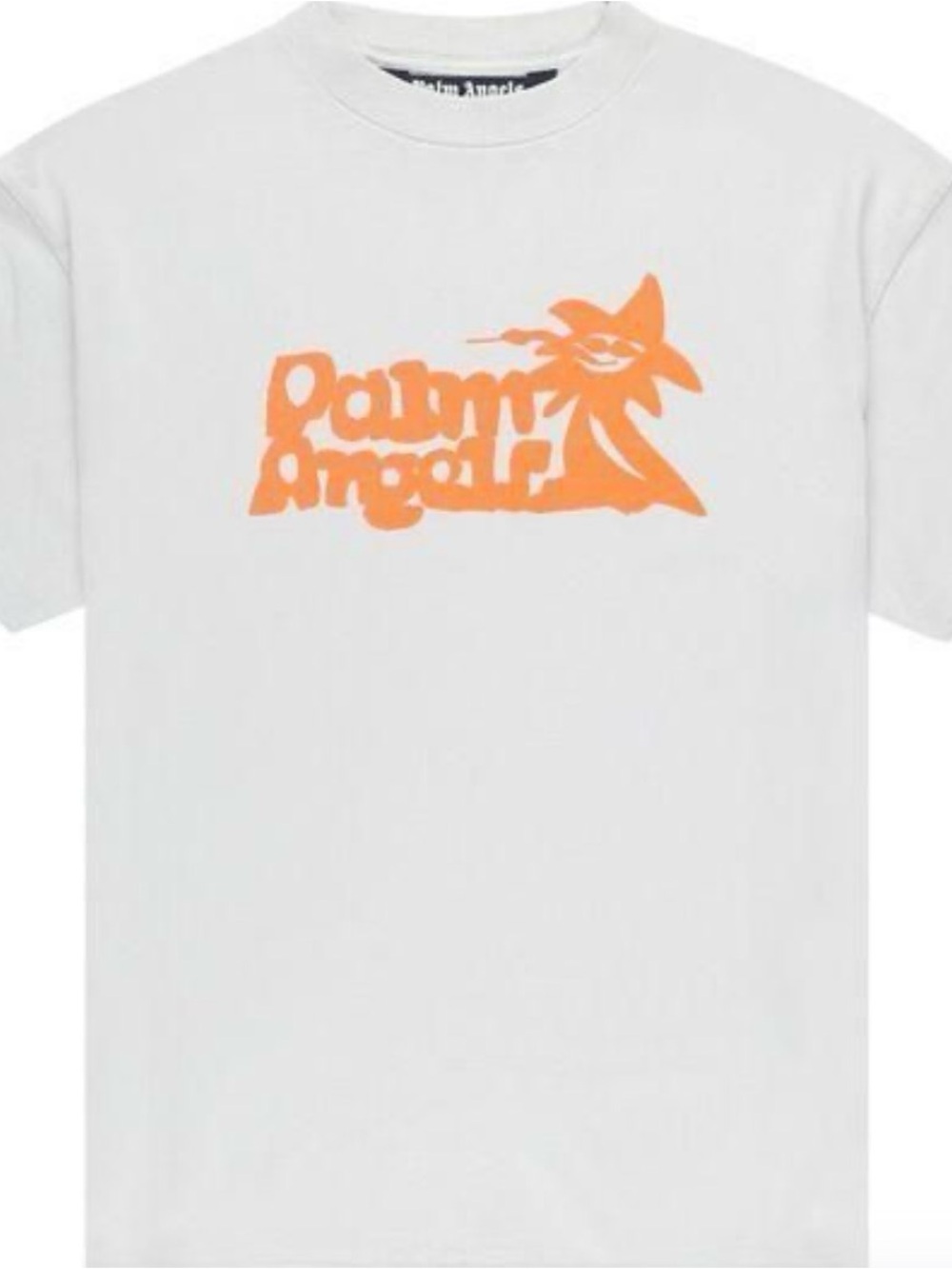 Palm Angels Kids White Tee with Orange Logo Graphic